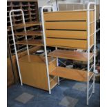 A Metal Framed Vintage Double Shelf and Drawer Unit, Overall Measurement 165cm wide and 108cm high