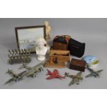 A Collection of Sundries to Include Made-up Model Aircraft, Beethoven Bust, Silver Plate Toast Rack,