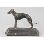 A Reproduction Bronze Style Cast Metal Study of a Greyhound on Plinth Base, 23cms Long