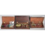 A Collection of Three Mahogany Cased 19th Century Apothecary or Jewellers Pan Scales