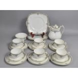 A Paragon Black Trim Tea Set to Comprise Hot Water Pot, Sugar Bowl, Six Cups, Six Saucers, Six