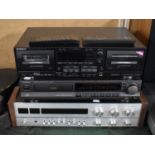 A Vintage Heathkit AR 4129 Tuner, Technics Compact Disk Player and a Sony Double Cassette Deck