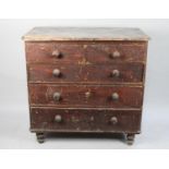A Late 19th Century Painted Pine Chest of Two Short and Three Long Drawers, 104cm wide