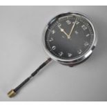 A Vintage Car Clock with Black Dial Inscribed AC and Wind Up Clockwork Movement