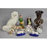 A Collection of Various Ceramics to Comprise Porcelain Fairing, Staffordshire Spaniel,
