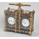 A Reproduction Bronze and Champleve Enamel French Style Weather Station with Clock and Barometer,