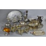 A Collection of Various Silver Plate to Comprise Galleried Trays, Candlestick Candelabra, Toast