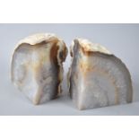 A Pair of Brazilian Agate Cut and Polished Book Ends, 17cms High