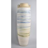A Modern Cylindrical Studio Pottery Two Handled Vase, 55cms High by James Bassett
