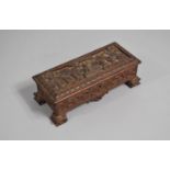 An Early 20th Century Carved Oriental Two Division Box, Hinged Lid Carved with Seated Buddha