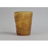 An Etched Tortoiseshell or Horn Beaker Decorated with Stagecoach Scene