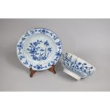 Two Pieces of 18th/19th Century Chinese Blue and White Porcelain to Comprise Footed Bowl Decorated