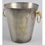 A Mid 20th Century Brass Handled Circular Tapering Wine Cooler, 19.5cms Diameter and 21cms High