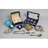 A Collection of Various Silver Plate to Comprise Quaich, Enamelled Egg and Box etc