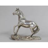 A Silver Mounted Study of a Horse on Naturalistic Base, After Tom Mackie, 15cm high
