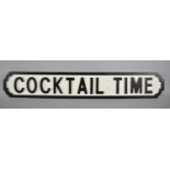 A Modern Wooden Sign in the Form of a Victorian Street Sign, "Cocktail Time", 84.5cms Wide