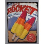 A Reproduction Printed Enamel Style Sign, Enjoy a Rocket Ice Lolly, 50x70cms