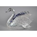 A Silver Plated Novelty Table Bowl in the Form of Swan with Cobalt Blue Glass Liner, 20cms Long