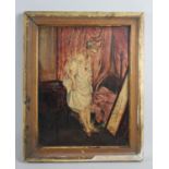 A Framed 19th Century Oil on Board, Maiden Dressing, Signed Verso Wm Wood, 1878, 32x24cms