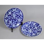 Two Japanese Blue and White Plates, 24cm Diameter