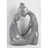 A Modern Resin Sculpture Depicting Mother and Daughter, 28cms High