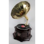 A Reproduction Wind Up Gramophone with Brass Horn, The Victrola
