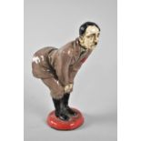 A Cold Painted Novelty Bronze Pin Cushion in The Form of Adolf Hitler Bending Forwards, 12cms High