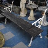 A White Painted Cast Iron Ended and Wooden Seated Bench, Requires Back, 170cm Wide