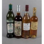 Four Bottles Mixed Spirits, Vermouth, Creme De Peche and Mufatto