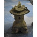 A Reconstituted Stone Garden Ornament, Pagoda 44cm high