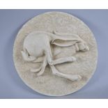 A Circular Wall Hanging Cast Resin Plaque, "Wind in Your Hare", 40cms Diameter