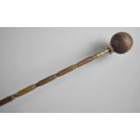 A WWI Trench Art Walking Cane, Formed From Spent Bullets, Wooden Ball Handle, 100cms Long