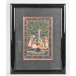 A Framed Mughal Gouache Depicting Shiva with Attendants, 21x31cms