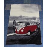 A Modern Patterned Rug Depicting VW Campervan, 117x170cms