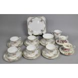 A Royal Stafford Tea Set Decorated with Gilt and Floral Swag Trim To Comprise Six Saucers, Six