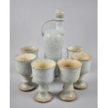 A Studio Pottery Decanter and Six Goblet Set