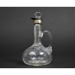 A Glass and Silver Mounted Noggin Jug, 13cm high