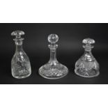 Three Cut Glass Decanters