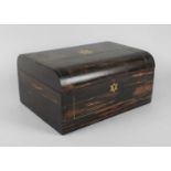 A Late 19th Century Coromandel Jewellery Box with Quilted Satin Interior, Brass Star Escutcheon to