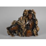 A Treacle Glazed Figural Burner or Stand, Native American on Horse