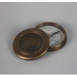A Reproduction Circular Brass Cased Compass, Screw Off Lid Inscribed Under with Robert Frost, The