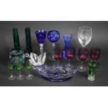 A Collection of Various Glass to Comprise Bohemian Glass Bowl, Vase, Cranberry Glass Etc