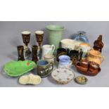 A Collection of Various Ceramics to Comprise Large Lovetts Green Glazed Vase Pottery Vase with
