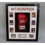 A Framed Commemorative Autographed Boxing Glove, "Terrible Tim Witherspoon", 55x65cm