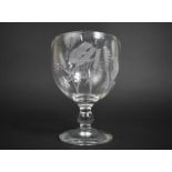 A Roy Ollison Meadow Glass Works Etched Goblet, Dated 1977, Decorated with Harvest Mice in Barley,