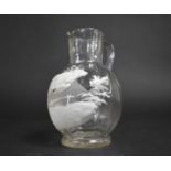 An Unusual Victorian 'Mary Gregory' Style Glass Jug with Stag Design, c.1870, 15cm high