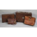 A Collection of Various Vintage Leather Bags and Cases Etc