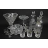 A Collection of Various 19th Century and Later Glass to Comprise Mallet Decanters, Pedestal Vase,