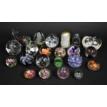 A Collection of Various Glass Paperweights to Comprise Millefleur Type Examples, Swirls, Dolphin Etc