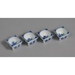 A Set of Four Meissen Porcelain Blue and White Onion Pattern Salts of Square Tapering Form, 4cm
